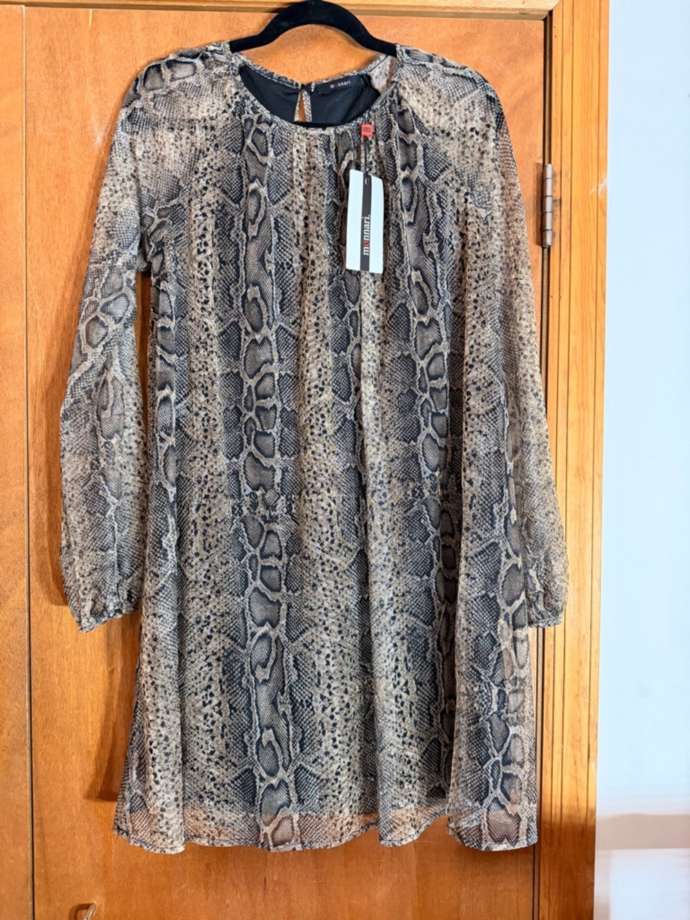 Monnari Girls Snake-Print Long Sleeve Dress - Beige Brown Size M